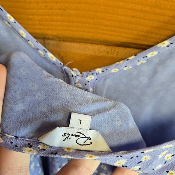 Rails Frida Dress Sky Blue Daisies Button Tie Front Summer High Low Large Boho - Picture 5 of 5